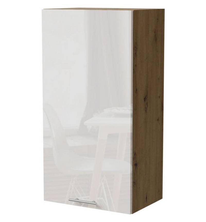 Feldmann-Wohnen Klapphängeschrank Essen (W4/50, 1-türig, 3 Einlegeböden, 1-St., Küchenhängeschrank) 50x32,5x96cm Eiche Artisan - weiß Hochglanz (ES-W4/50) von Feldmann-Wohnen