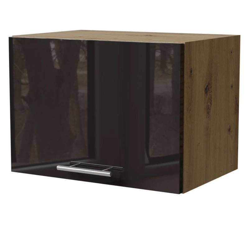 Feldmann-Wohnen Klapphängeschrank Essen (W4B/50, 1 Klappe, innen 1 Fach, 1-St., moderne Optik, Acrylfronten mit Glaseffekt) 50x32,5x36cm Schwarz Hochglanz / Eiche Artisan Matt von Feldmann-Wohnen