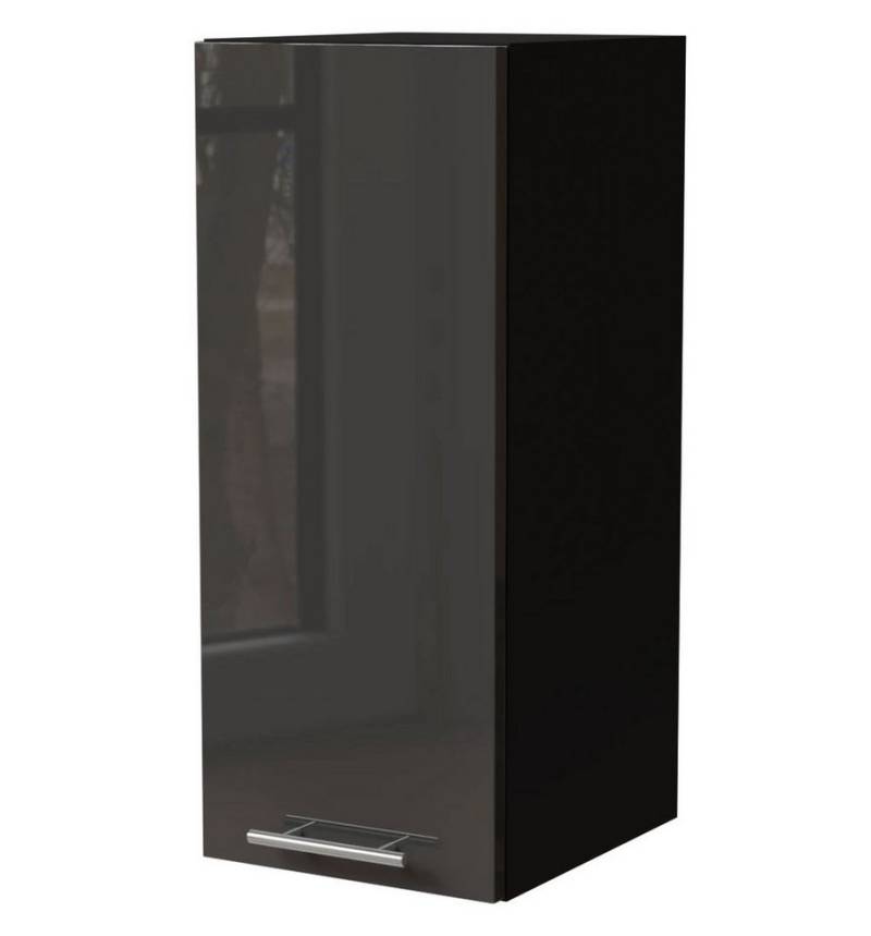 Feldmann-Wohnen Klapphängeschrank Essen (W2/30, 1-türig, 2 Einlegeböden, 1-St., abrieb- / kratzfest, enthält Silberionen, mit antibakterieller Wirkung) 30x32,5x72cm Front Graphit Hochglanz / Korpus Schwarz Matt von Feldmann-Wohnen