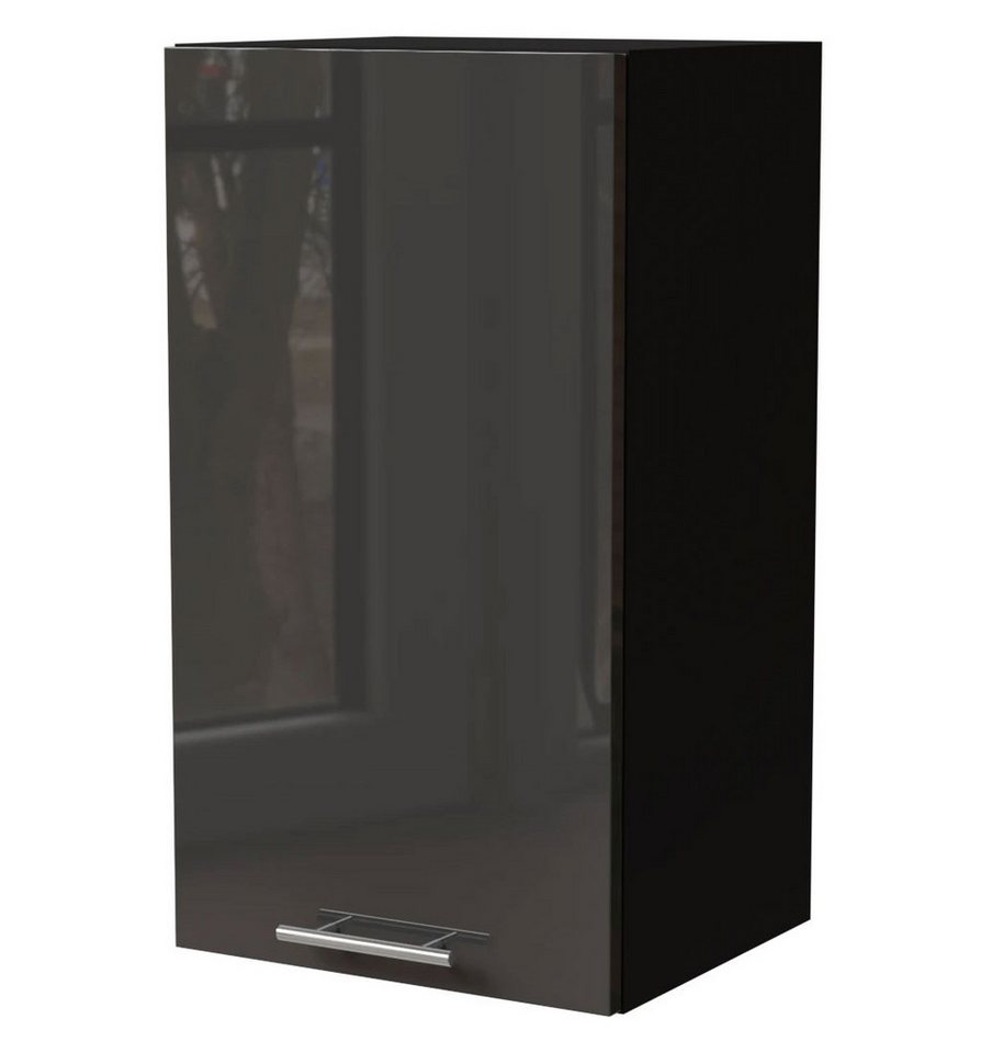 Feldmann-Wohnen Klapphängeschrank Essen (W2/40, 1-türig, 2 Einlegeböden, 1-St., Küchenhängeschrank) 40x32,5x72cm schwarz - graphit Hochglanz (ES-W2/40) von Feldmann-Wohnen