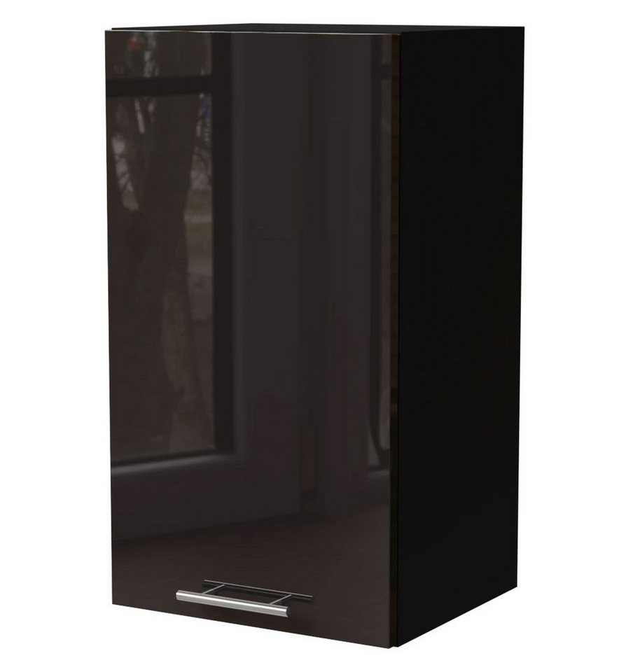 Feldmann-Wohnen Klapphängeschrank Essen (W2/40, 1-türig, 2 Einlegeböden, 1-St., Küchenhängeschrank) 40x32,5x72cm schwarz - schwarz Hochglanz (ES-W2/40) von Feldmann-Wohnen