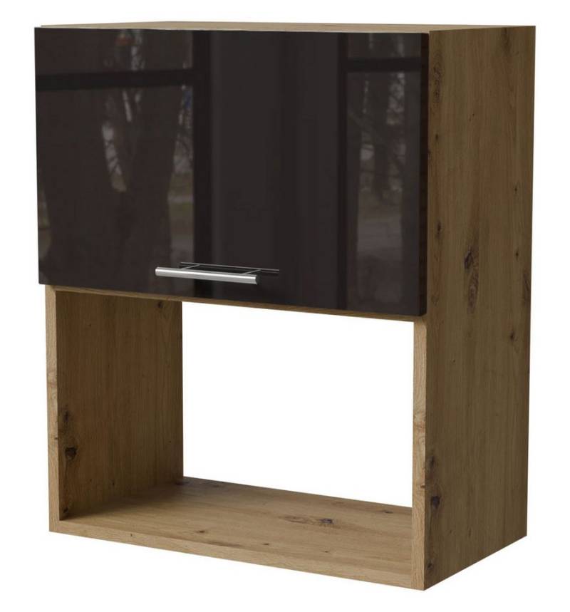 Feldmann-Wohnen Klapphängeschrank Essen (W2MK/60, 1 Klappe, 1 Gerätefach, 1-St., moderne Optik, lackierte Fronten) 60x32,5x72cm Eiche Artisan - schwarz Hochglanz (ES-W2MK/60) von Feldmann-Wohnen