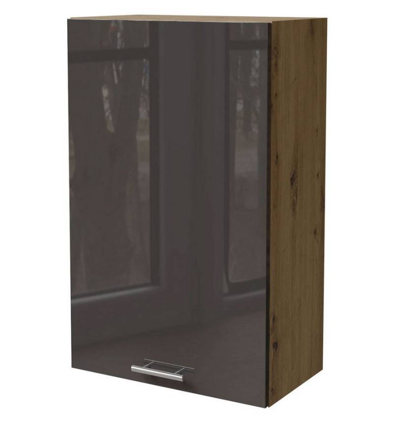 Feldmann-Wohnen Klapphängeschrank Essen (W4/60/1, 1-türig, 3 Einlegeböden, 1-St., moderne Optik, lackierte Fronten) 60x32,5x72cm Eiche Artisan - schwarz Hochglanz (ES-W2/60) von Feldmann-Wohnen