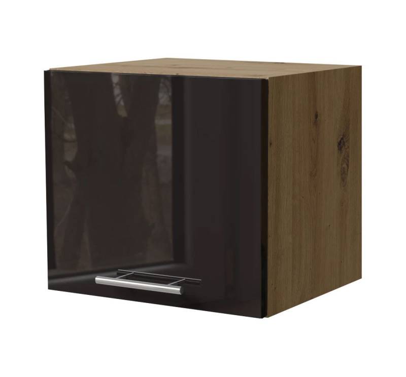 Feldmann-Wohnen Klapphängeschrank Essen (W4B/40, 1 Klappe, innen 1 Fach, 1-St., moderne Optik, Acrylfronten mit Glaseffekt) 40x32,5x36cm Schwarz Hochglanz / Eiche Artisan Matt von Feldmann-Wohnen