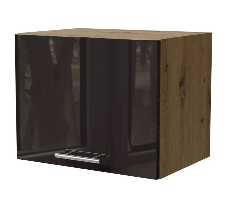 Feldmann-Wohnen Klapphängeschrank Essen (W4B/45, 1 Klappe, innen 1 Fach, 1-St., moderne Optik, Acrylfronten mit Glaseffekt) 45x32,5x36cm Schwarz Hochglanz / Eiche Artisan Matt von Feldmann-Wohnen