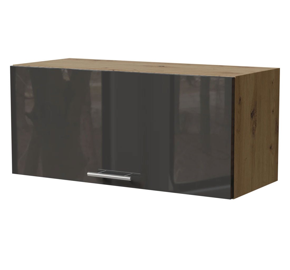 Feldmann-Wohnen Klapphängeschrank Essen (W4B/80, 1 Klappe, innen 1 Fach, 1-St., moderne Optik, lackierte Fronten) 80x32,5x36cm Eiche Artisan - graphit Hochglanz (ES-W4B/80) von Feldmann-Wohnen