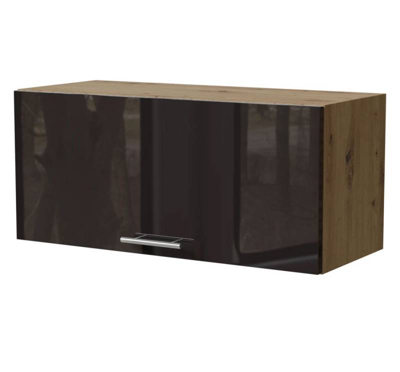 Feldmann-Wohnen Klapphängeschrank Essen (W4B/80, 1 Klappe, innen 1 Fach, 1-St., moderne Optik, lackierte Fronten) 80x32,5x36cm Eiche Artisan - schwarz Hochglanz (ES-W4B/80) von Feldmann-Wohnen