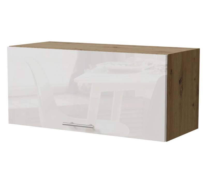 Feldmann-Wohnen Klapphängeschrank Essen (W4B/80, 1 Klappe, innen 1 Fach, 1-St., moderne Optik, lackierte Fronten) 80x32,5x36cm Eiche Artisan - weiß Hochglanz (ES-W4B/80-AV) von Feldmann-Wohnen