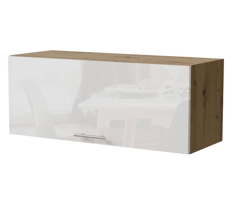 Feldmann-Wohnen Klapphängeschrank Essen (W4B/90, 1 Klappe, innen 1 Fach, 1-St., moderne Optik, lackierte Fronten) 90x32,5x36cm Eiche Artisan - weiß Hochglanz (ES-W4B/90-AV) von Feldmann-Wohnen