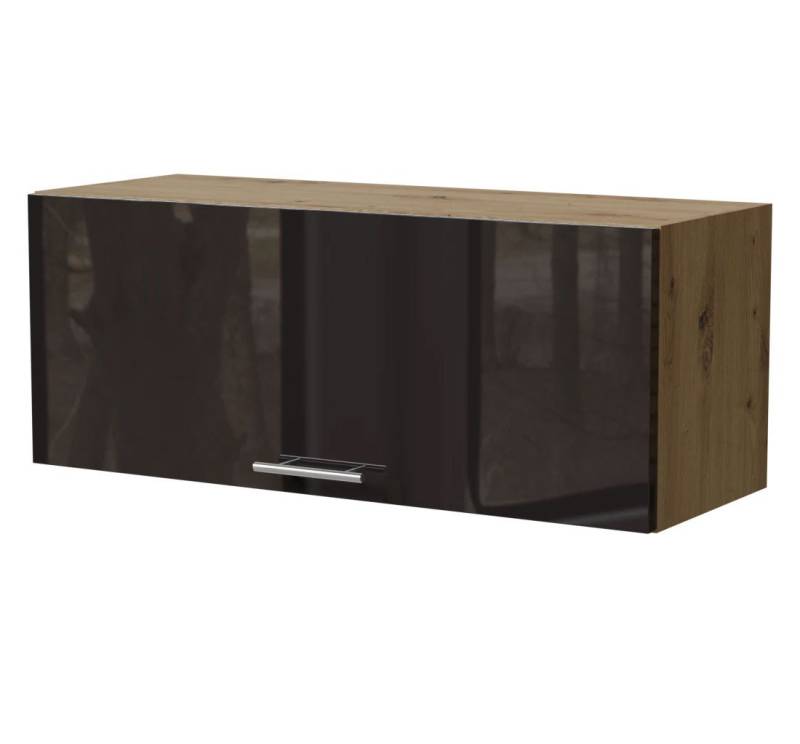 Feldmann-Wohnen Klapphängeschrank Essen (W4B/90, 1 Klappe, innen 1 Fach, 1-St., moderne Optik, lackierte Fronten) 90x32,5x36cm Eiche Artisan - schwarz Hochglanz (ES-W4B/90) von Feldmann-Wohnen