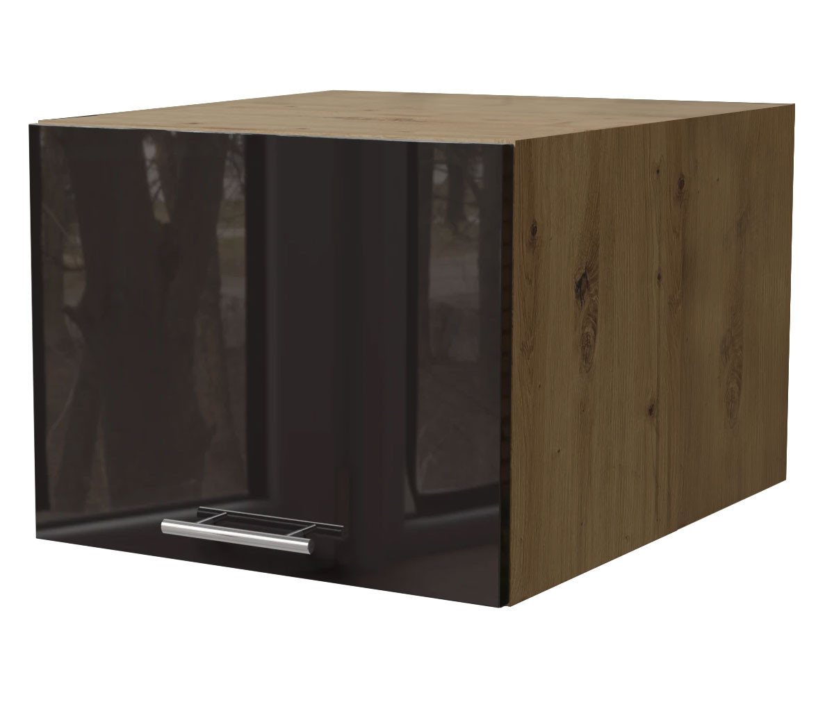 Feldmann-Wohnen Klapphängeschrank Essen (W6B/45, 1 Klappe, innen 1 Fach, 1-St., moderne Optik, Acrylfronten mit Glaseffekt) 45x59x36cm Front Schwarz Hochglanz / Korpus Eiche Artisan Matt von Feldmann-Wohnen