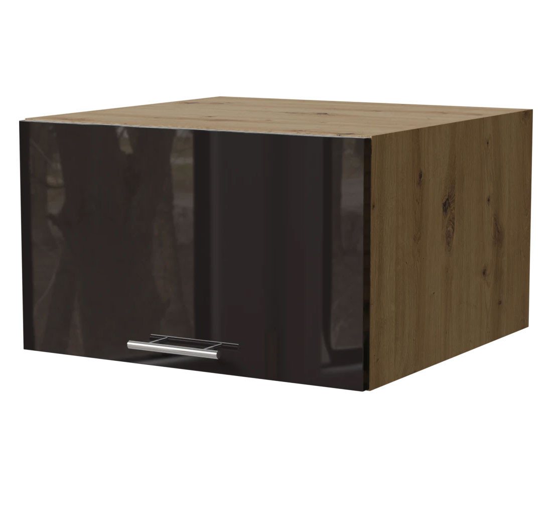 Feldmann-Wohnen Klapphängeschrank Essen (W6B/60, 1 Klappe, innen 1 Fach, 1-St., moderne Optik, lackierte Fronten) 60x59x36cm Eiche Artisan - schwarz Hochglanz (ES-W6B/60) von Feldmann-Wohnen
