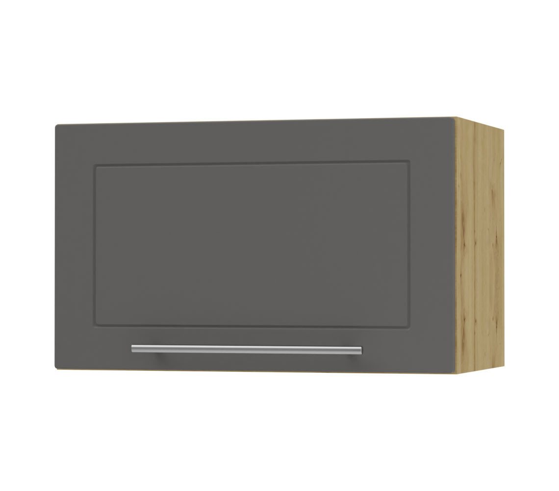 Feldmann-Wohnen Klapphängeschrank Kvantum (1-türig, 1 Fach, Türanschlag oben, Soft-Close, 1-St., Fronten mit dekorativen Fräsungen und leicht abgerundeten Ecken) 60x36cm eiche artisan - graphit matt (Q-W4B/60) von Feldmann-Wohnen