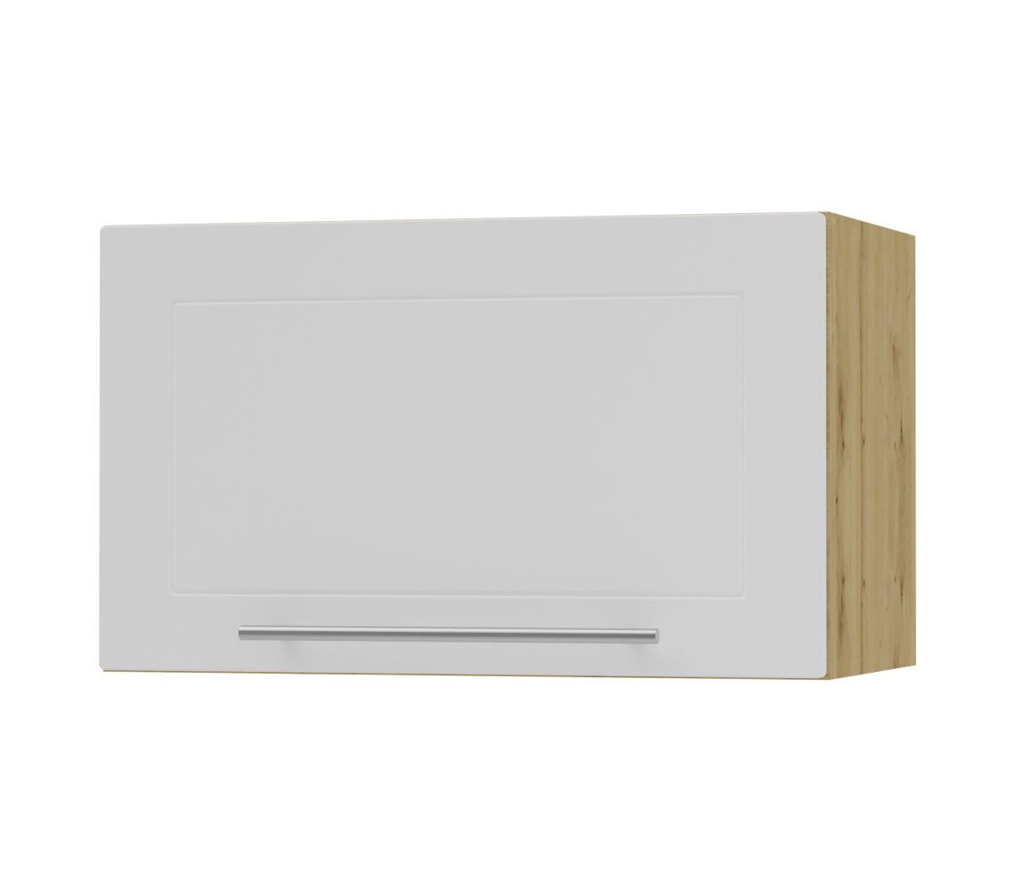 Feldmann-Wohnen Klapphängeschrank Kvantum (1-türig, 1 Fach, Türanschlag oben, Soft-Close, 1-St., Fronten mit dekorativen Fräsungen und leicht abgerundeten Ecken) 60x36cm eiche artisan - weiß matt (Q-W4B/60) von Feldmann-Wohnen