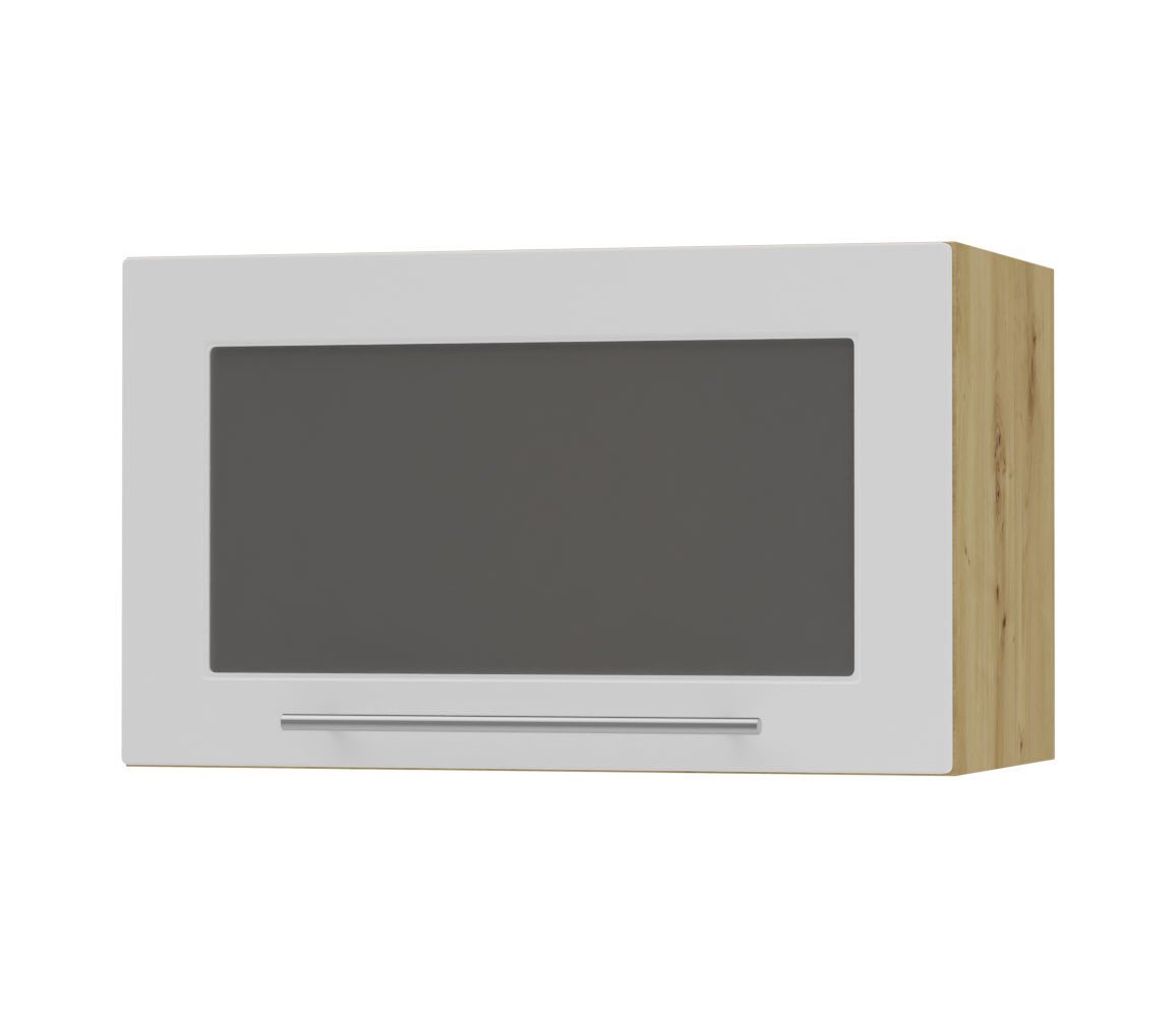 Feldmann-Wohnen Klapphängeschrank Kvantum (1-türig, 1 Fach, Türanschlag oben, Soft-Close, 1-St., Fronten mit dekorativen Fräsungen und leicht abgerundeten Ecken) 60x36cm eiche artisan - weiß matt (Q-W4BS/60-AV) von Feldmann-Wohnen