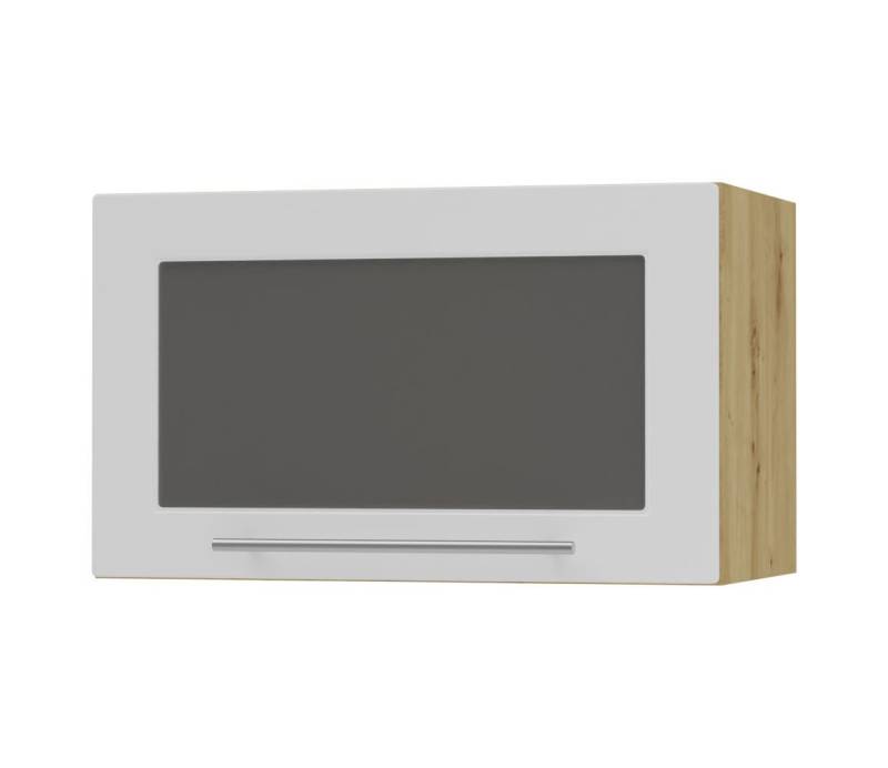 Feldmann-Wohnen Klapphängeschrank Kvantum (1-türig, 1 Fach, Türanschlag oben, Soft-Close, 1-St., Fronten mit dekorativen Fräsungen und leicht abgerundeten Ecken) 60x36cm eiche artisan - weiß matt (Q-W4BS/60-AV) von Feldmann-Wohnen