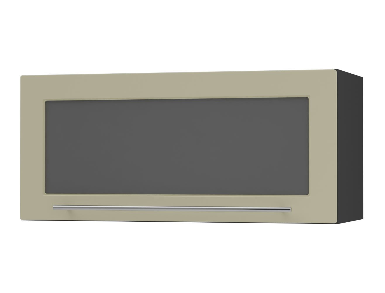 Feldmann-Wohnen Klapphängeschrank Kvantum (1-türig, 1 Fach, Türanschlag oben, Soft-Close, 1-St., Fronten mit dekorativen Fräsungen und leicht abgerundeten Ecken) 80cm Front- & Korpusfarbe wählbar mit 1 Klapptür mit Milchglaseinsatz von Feldmann-Wohnen