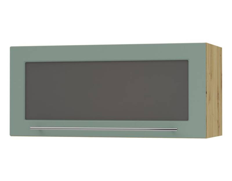 Feldmann-Wohnen Klapphängeschrank Kvantum (1-türig, 1 Fach, Türanschlag oben, Soft-Close, 1-St., Fronten mit dekorativen Fräsungen und leicht abgerundeten Ecken) 80x36cm eiche artisan - mint matt (Q-W4BS/80-AV) von Feldmann-Wohnen