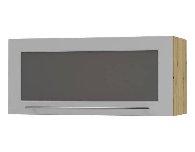 Feldmann-Wohnen Klapphängeschrank Kvantum (1-türig, 1 Fach, Türanschlag oben, Soft-Close, 1-St., Fronten mit dekorativen Fräsungen und leicht abgerundeten Ecken) 80x36cm eiche artisan - dust grey matt (Q-W4BS/80-AV) von Feldmann-Wohnen