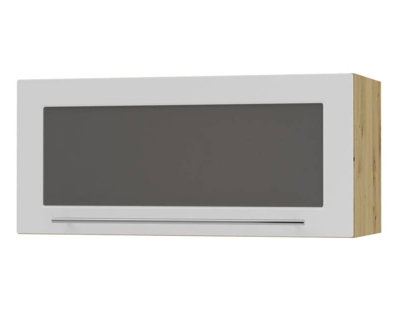 Feldmann-Wohnen Klapphängeschrank Kvantum (1-türig, 1 Fach, Türanschlag oben, Soft-Close, 1-St., Fronten mit dekorativen Fräsungen und leicht abgerundeten Ecken) 80x36cm eiche artisan - weiß matt (Q-W4BS/80-AV) von Feldmann-Wohnen