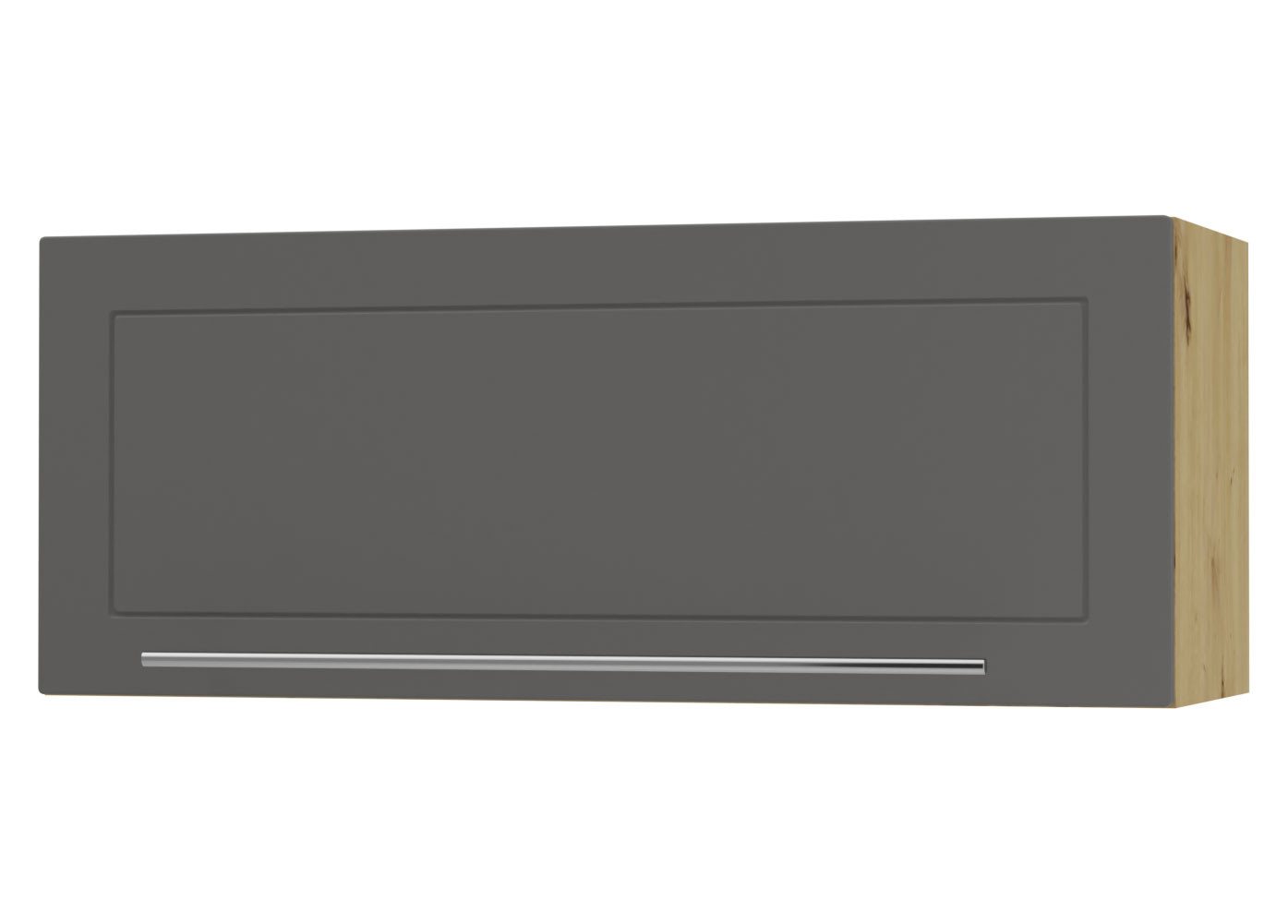 Feldmann-Wohnen Klapphängeschrank Kvantum (1-türig, 1 Fach, Türanschlag oben, Soft-Close, 1-St., Fronten mit dekorativen Fräsungen und leicht abgerundeten Ecken) 90x36cm eiche artisan - graphit matt (Q-W4B/90) von Feldmann-Wohnen