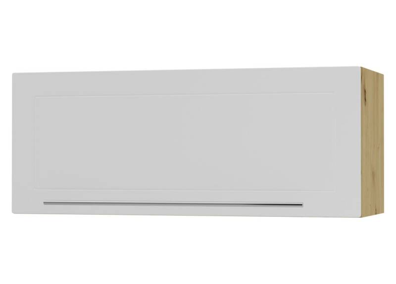 Feldmann-Wohnen Klapphängeschrank Kvantum (1-türig, 1 Fach, Türanschlag oben, Soft-Close, 1-St., Fronten mit dekorativen Fräsungen und leicht abgerundeten Ecken) 90x36cm eiche artisan - weiß matt (Q-W4B/90) von Feldmann-Wohnen