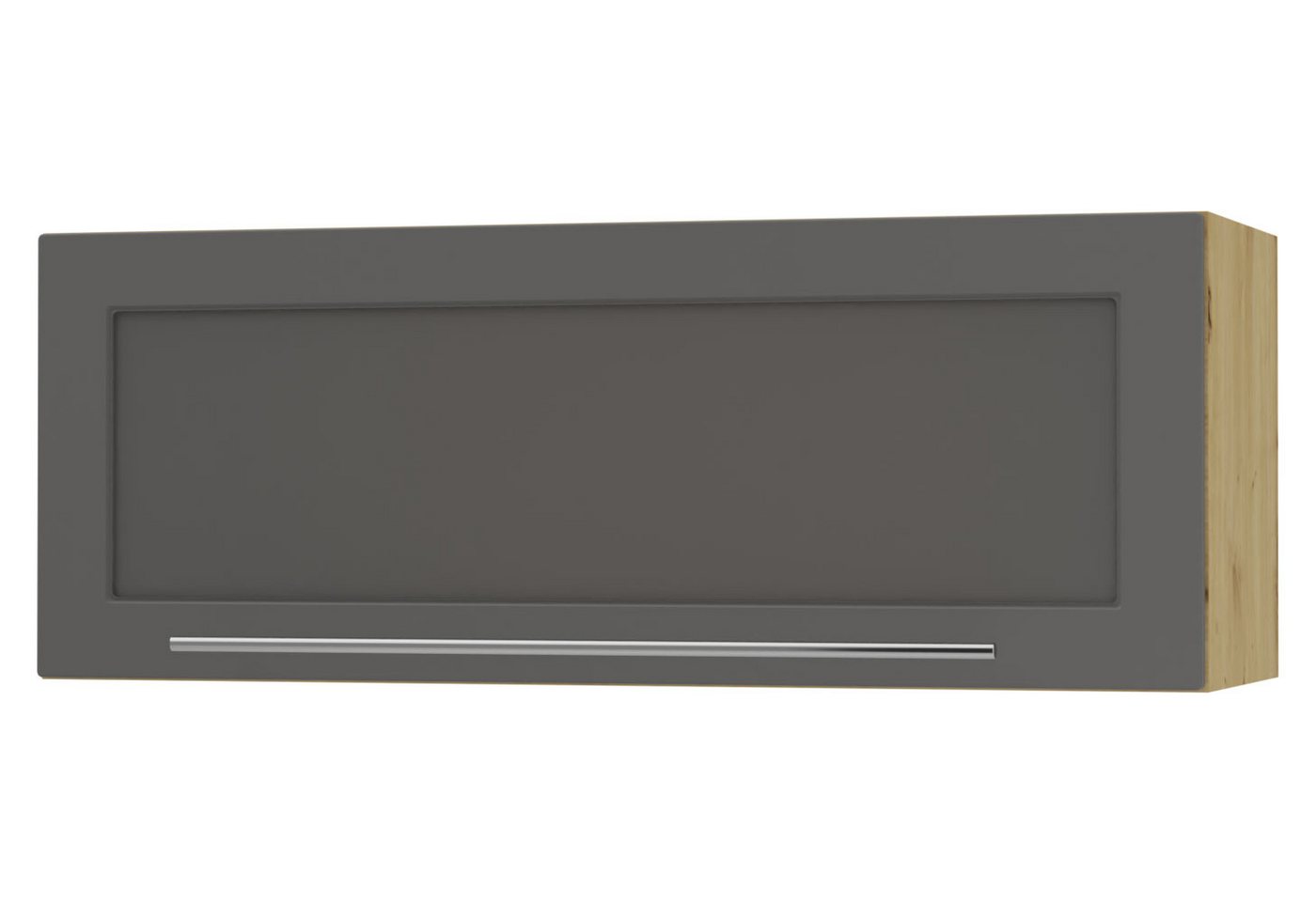 Feldmann-Wohnen Klapphängeschrank Kvantum (1-türig, 1 Fach, Türanschlag oben, Soft-Close, 1-St., Fronten mit dekorativen Fräsungen und leicht abgerundeten Ecken) 90x36cm eiche artisan - graphit matt (Q-W4BS/90) von Feldmann-Wohnen