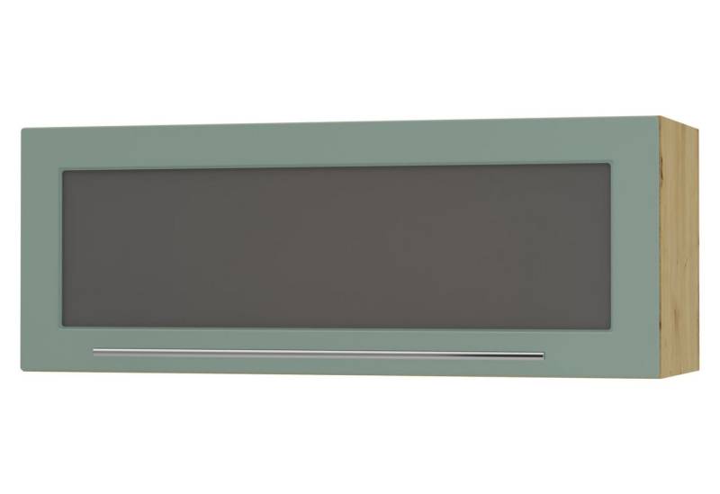 Feldmann-Wohnen Klapphängeschrank Kvantum (1-türig, 1 Fach, Türanschlag oben, Soft-Close, 1-St., Fronten mit dekorativen Fräsungen und leicht abgerundeten Ecken) 90x36cm eiche artisan - mint matt (Q-W4BS/90) von Feldmann-Wohnen