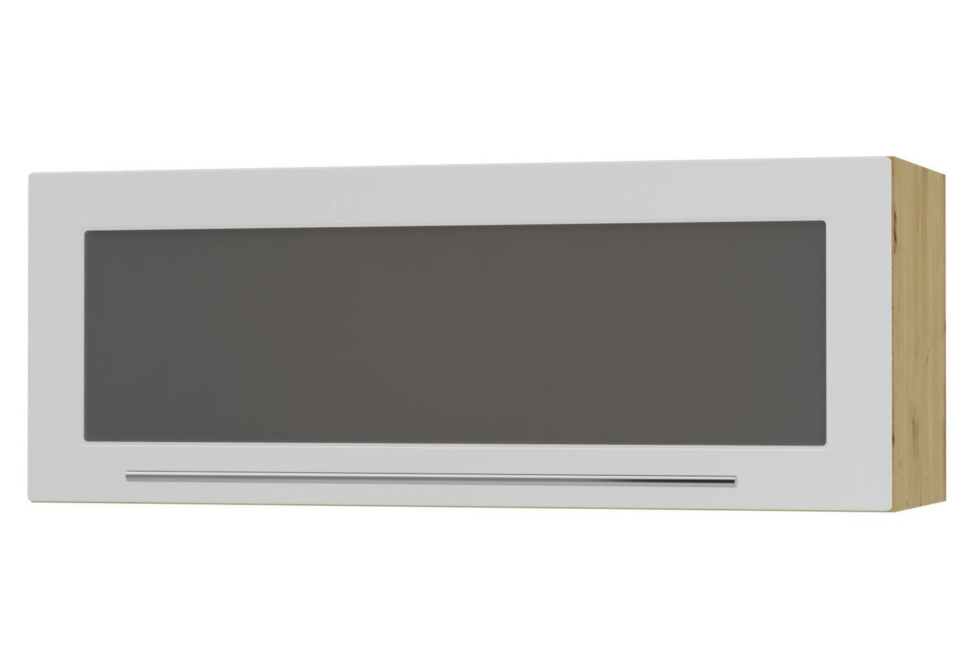 Feldmann-Wohnen Klapphängeschrank Kvantum (1-türig, 1 Fach, Türanschlag oben, Soft-Close, 1-St., Fronten mit dekorativen Fräsungen und leicht abgerundeten Ecken) 90x36cm eiche artisan - weiß matt (Q-W4BS/90) von Feldmann-Wohnen