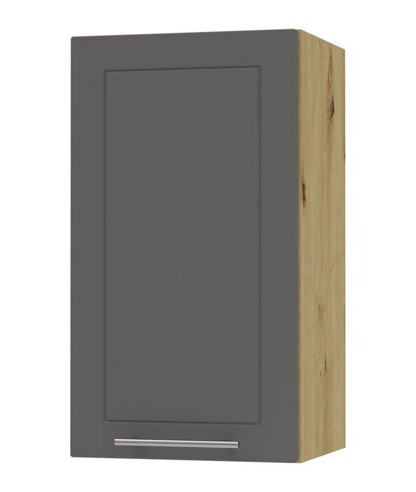 Feldmann-Wohnen Klapphängeschrank Kvantum (1-türig, innen 2 Einlegeböden, Türanschlag wechselbar, Soft-Close, 1-St., Fronten mit dekorativen Fräsungen und leicht abgerundeten Ecken) 40x32,5x72cm eiche artisan / graphit (Q-W2/40) von Feldmann-Wohnen