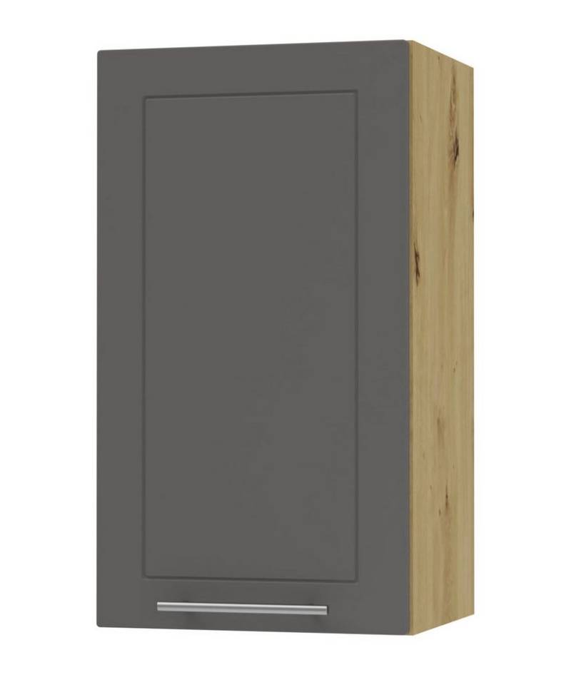 Feldmann-Wohnen Klapphängeschrank Kvantum (1-türig, innen 2 Einlegeböden, Türanschlag wechselbar, Soft-Close, 1-St., Fronten mit dekorativen Fräsungen und leicht abgerundeten Ecken) 40x32,5x72cm eiche artisan / graphit (Q-W2/40) von Feldmann-Wohnen