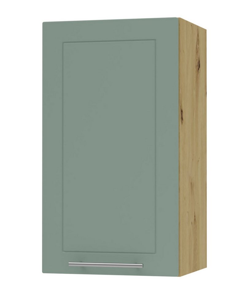 Feldmann-Wohnen Klapphängeschrank Kvantum (1-türig, innen 2 Einlegeböden, Türanschlag wechselbar, Soft-Close, 1-St., Fronten mit dekorativen Fräsungen und leicht abgerundeten Ecken) 40x32,5x72cm eiche artisan / mint (Q-W2/40) von Feldmann-Wohnen