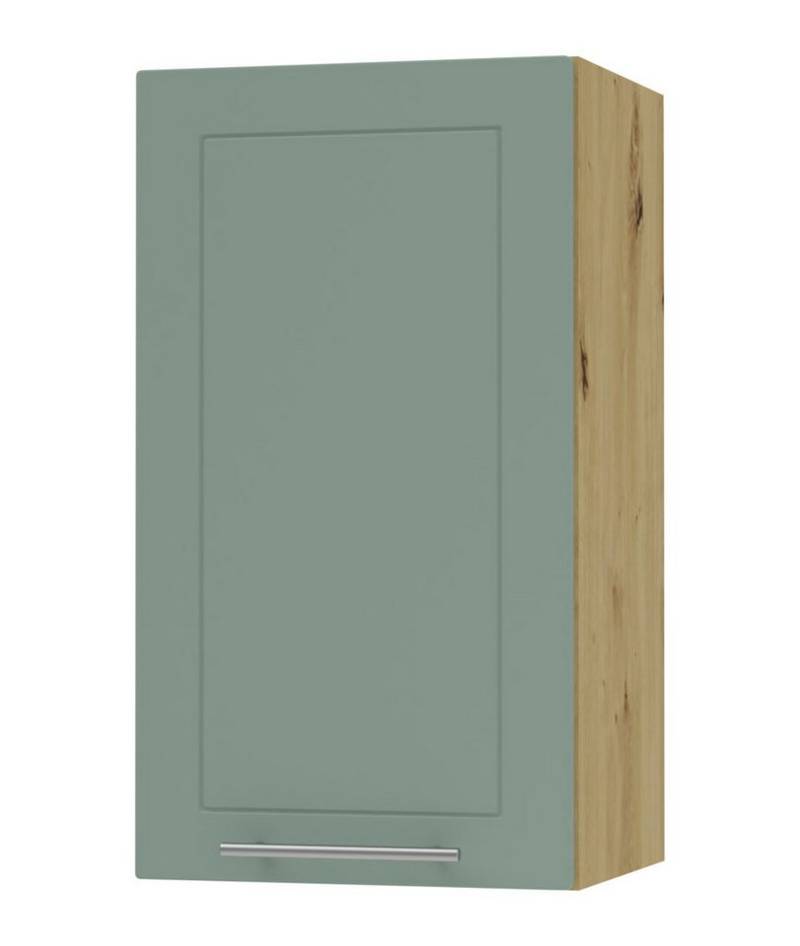 Feldmann-Wohnen Klapphängeschrank Kvantum (1-türig, innen 2 Einlegeböden, Türanschlag wechselbar, Soft-Close, 1-St., Fronten mit dekorativen Fräsungen und leicht abgerundeten Ecken) 40x32,5x72cm eiche artisan / mint (Q-W2/40) von Feldmann-Wohnen