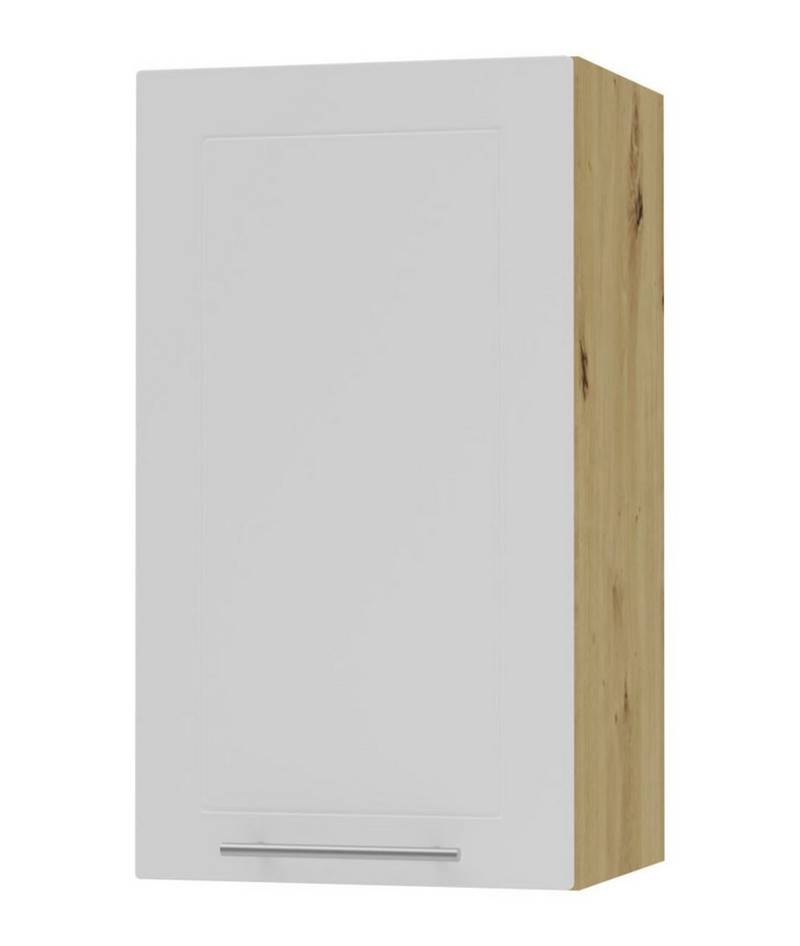 Feldmann-Wohnen Klapphängeschrank Kvantum (1-türig, innen 2 Einlegeböden, Türanschlag wechselbar, Soft-Close, 1-St., Fronten mit dekorativen Fräsungen und leicht abgerundeten Ecken) 40x32,5x72cm eiche artisan / weiß (Q-W2/40) von Feldmann-Wohnen