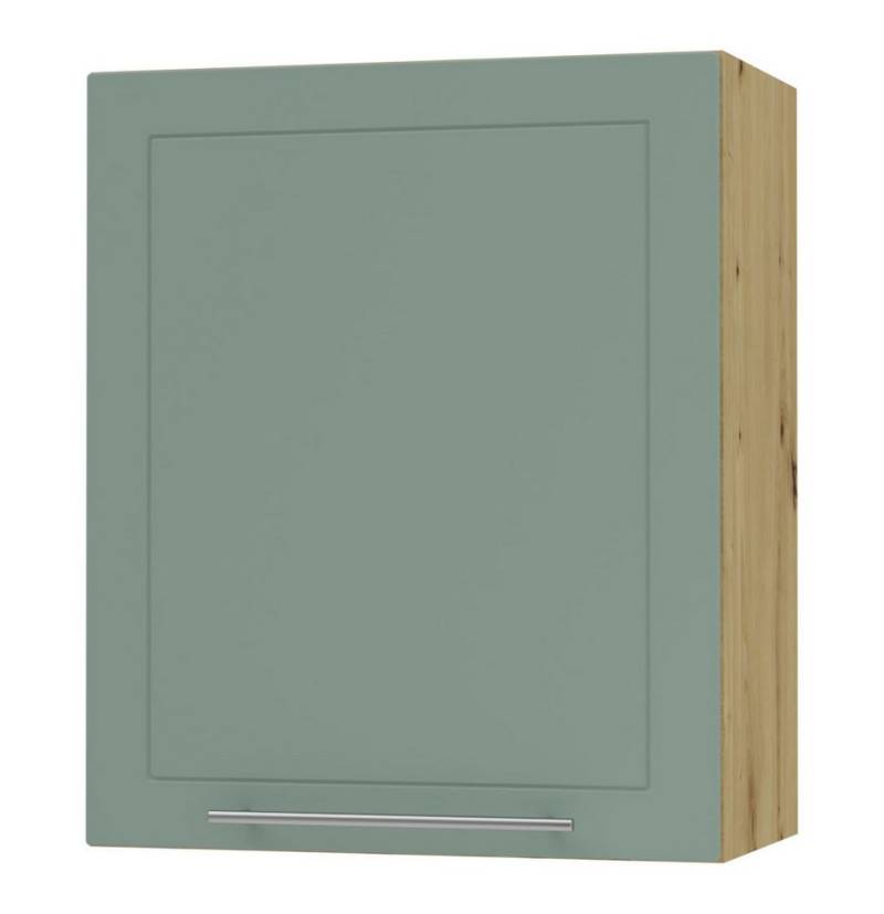 Feldmann-Wohnen Klapphängeschrank Kvantum (1-türig, innen 2 Einlegeböden, Türanschlag wechselbar, Soft-Close, 1-St., Fronten mit dekorativen Fräsungen und leicht abgerundeten Ecken) 60x32,5x72cm eiche artisan / mint (Q-W2/60) von Feldmann-Wohnen