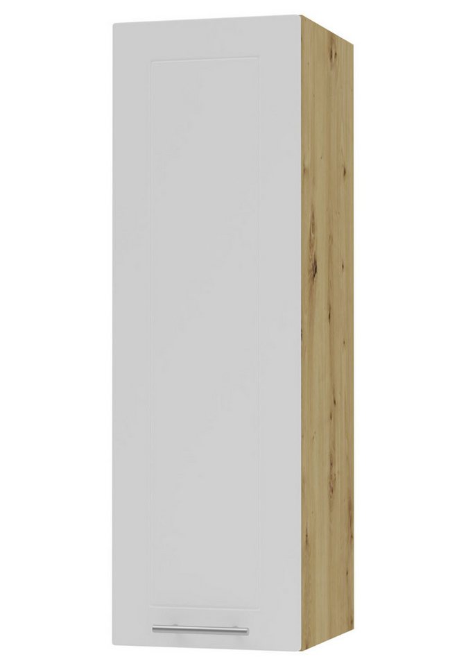 Feldmann-Wohnen Klapphängeschrank Kvantum (1-türig, innen 3 Einlegeböden, Türanschlag wechselbar, Soft-Close, 1-St., Fronten mit dekorativen Fräsungen und leicht abgerundeten Ecken) 20x32,5x96cm eiche artisan - weiß (Q-W4/20) von Feldmann-Wohnen