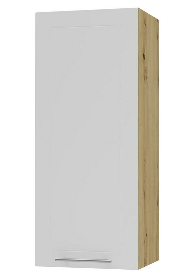 Feldmann-Wohnen Klapphängeschrank Kvantum (1-türig, innen 3 Einlegeböden, Türanschlag wechselbar, Soft-Close, 1-St., Fronten mit dekorativen Fräsungen und leicht abgerundeten Ecken) 40x32,5x96cm eiche artisan - weiß (Q-W4/40) von Feldmann-Wohnen