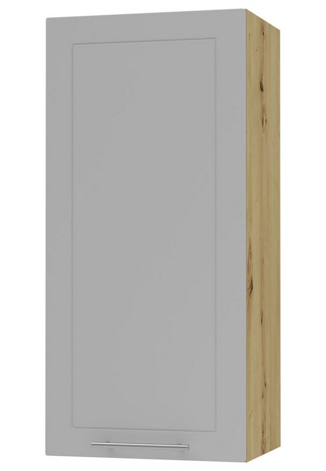 Feldmann-Wohnen Klapphängeschrank Kvantum (1-türig, innen 3 Einlegeböden, Türanschlag wechselbar, Soft-Close, 1-St., Fronten mit dekorativen Fräsungen und leicht abgerundeten Ecken) 45x32,5x96cm eiche artisan - dust grey (Q-W4/45) von Feldmann-Wohnen