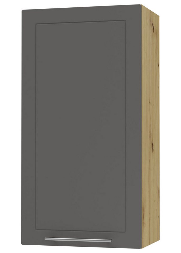 Feldmann-Wohnen Klapphängeschrank Kvantum (1-türig, innen 3 Einlegeböden, Türanschlag wechselbar, Soft-Close, 1-St., Fronten mit dekorativen Fräsungen und leicht abgerundeten Ecken) 50x32,5x96cm eiche artisan - graphit (Q-W4/50) von Feldmann-Wohnen