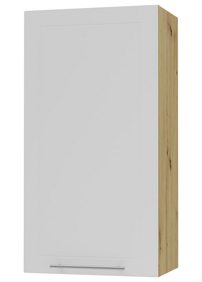 Feldmann-Wohnen Klapphängeschrank Kvantum (1-türig, innen 3 Einlegeböden, Türanschlag wechselbar, Soft-Close, 1-St., Fronten mit dekorativen Fräsungen und leicht abgerundeten Ecken) 60x32,5x96cm eiche artisan - weiß (Q-W4/60/1) von Feldmann-Wohnen