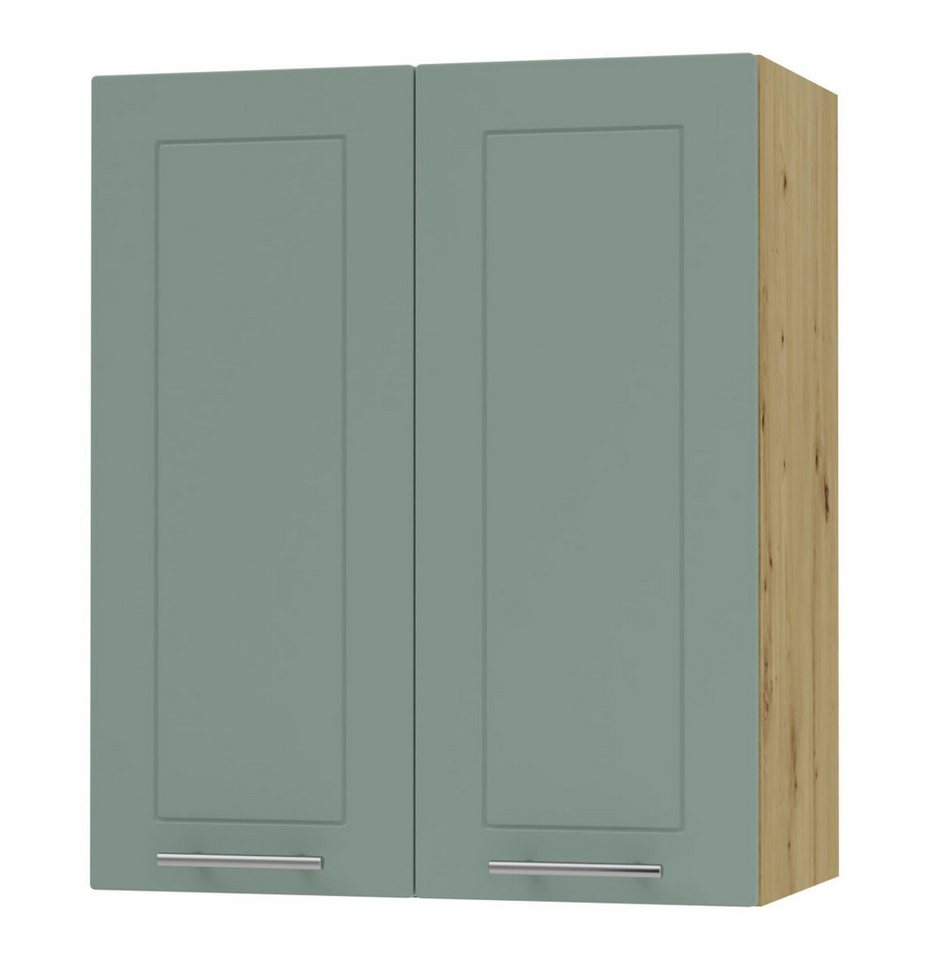 Feldmann-Wohnen Klapphängeschrank Kvantum (2-türig, innen 2 Einlegeböden, Türanschlag beidseitig, Soft-Close, 1-St., Fronten mit dekorativen Fräsungen und leicht abgerundeten Ecken) 60x32,5x72cm eiche artisan / mint (Q-W3/60) von Feldmann-Wohnen