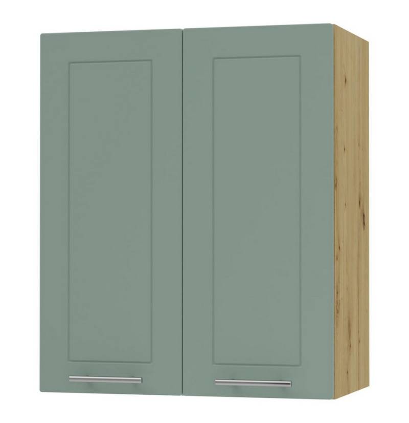 Feldmann-Wohnen Klapphängeschrank Kvantum (2-türig, innen 2 Einlegeböden, Türanschlag beidseitig, Soft-Close, 1-St., Fronten mit dekorativen Fräsungen und leicht abgerundeten Ecken) 60x32,5x72cm eiche artisan / mint (Q-W3/60) von Feldmann-Wohnen