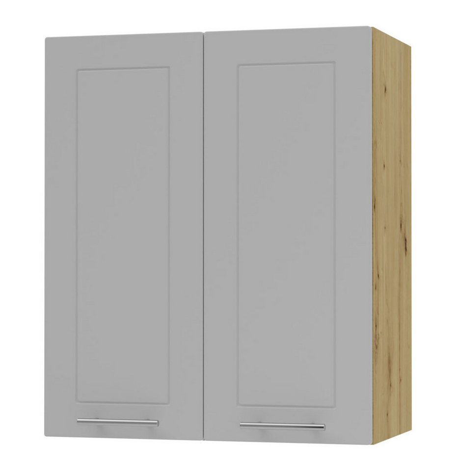 Feldmann-Wohnen Klapphängeschrank Kvantum (2-türig, innen 2 Einlegeböden, Türanschlag beidseitig, Soft-Close, 1-St., Fronten mit dekorativen Fräsungen und leicht abgerundeten Ecken) 60x32,5x72cm eiche artisan / dust grey (Q-W3/60) von Feldmann-Wohnen