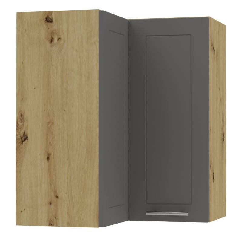 Feldmann-Wohnen Klapphängeschrank Kvantum (2-türig, innen 2 Einlegeböden, Türanschlag beidseitig, Soft-Close, 1-St., Fronten mit dekorativen Fräsungen und leicht abgerundeten Ecken) 60x60x72cm eiche artisan - graphit (Q-W12/60) von Feldmann-Wohnen