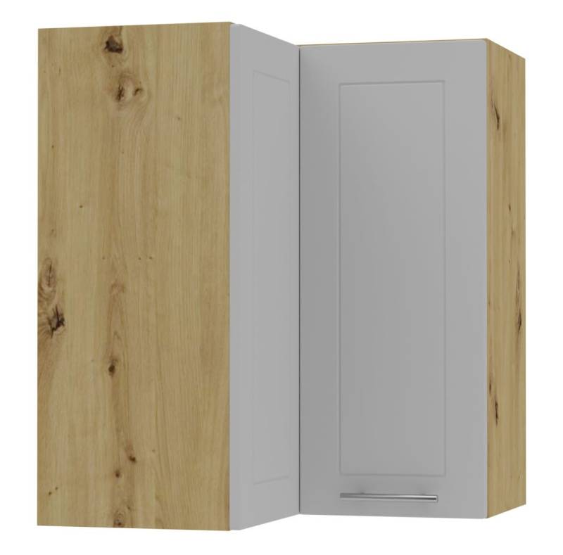 Feldmann-Wohnen Klapphängeschrank Kvantum (2-türig, innen 2 Einlegeböden, Türanschlag beidseitig, Soft-Close, 1-St., Fronten mit dekorativen Fräsungen und leicht abgerundeten Ecken) 60x60x72cm eiche artisan - dust grey (Q-W12/60) von Feldmann-Wohnen