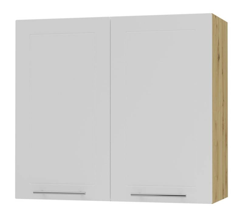 Feldmann-Wohnen Klapphängeschrank Kvantum (2-türig, innen 2 Einlegeböden, Türanschlag beidseitig, Soft-Close, 1-St., Fronten mit dekorativen Fräsungen und leicht abgerundeten Ecken) 80x32,5x72cm eiche artisan / weiß (Q-W3/80) von Feldmann-Wohnen