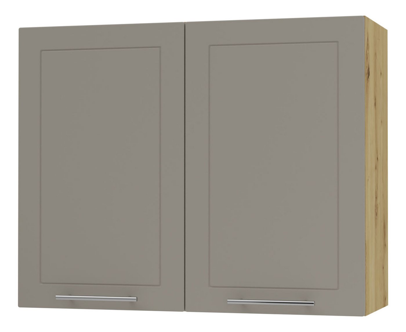 Feldmann-Wohnen Klapphängeschrank Kvantum (2-türig, innen 2 Einlegeböden, Türanschlag beidseitig, Soft-Close, 1-St., Fronten mit dekorativen Fräsungen und leicht abgerundeten Ecken) 90x32,5x72cm eiche artisan / beige (Q-W3/90) von Feldmann-Wohnen