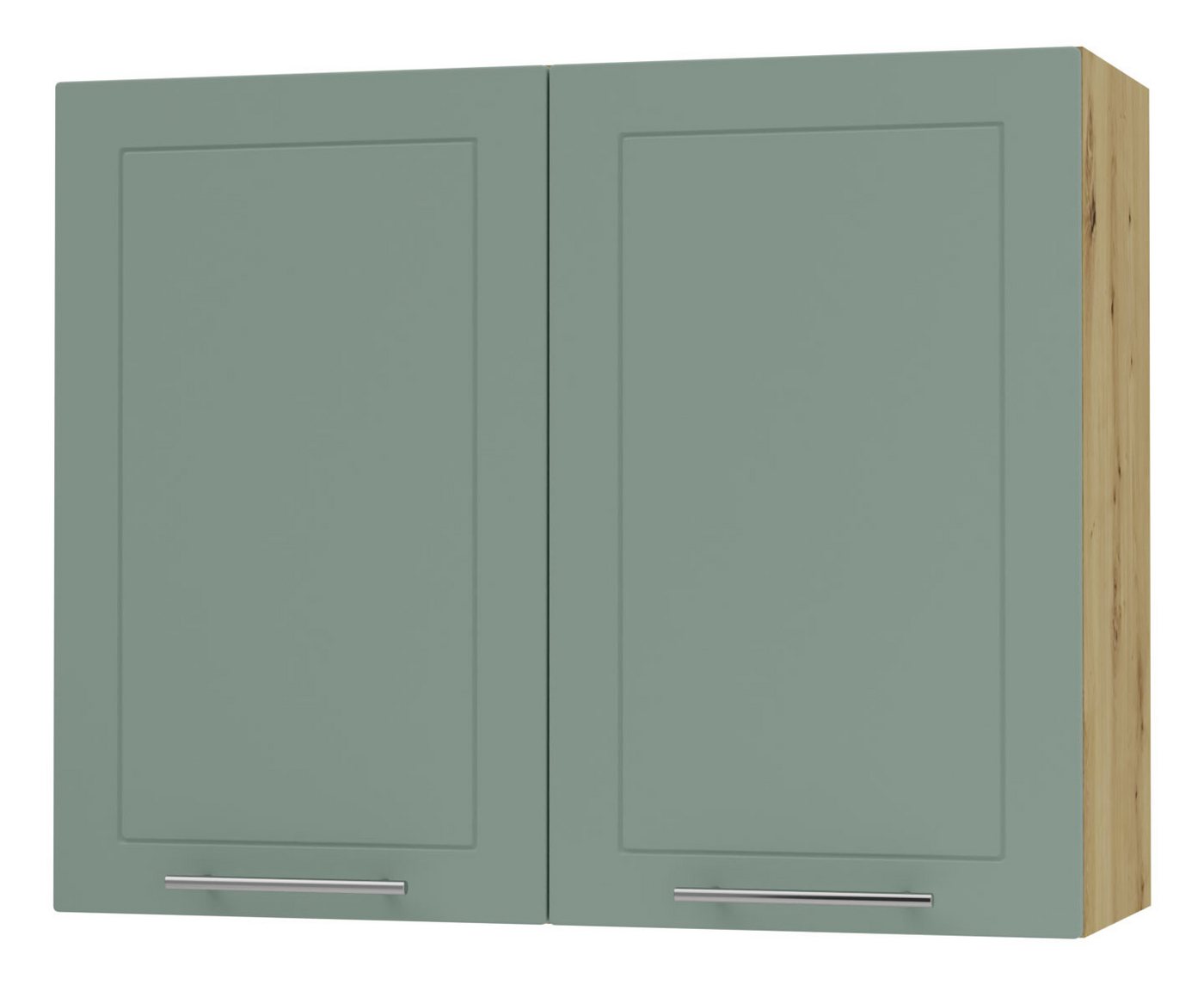 Feldmann-Wohnen Klapphängeschrank Kvantum (2-türig, innen 2 Einlegeböden, Türanschlag beidseitig, Soft-Close, 1-St., Fronten mit dekorativen Fräsungen und leicht abgerundeten Ecken) 90x32,5x72cm eiche artisan / mint (Q-W3/90) von Feldmann-Wohnen