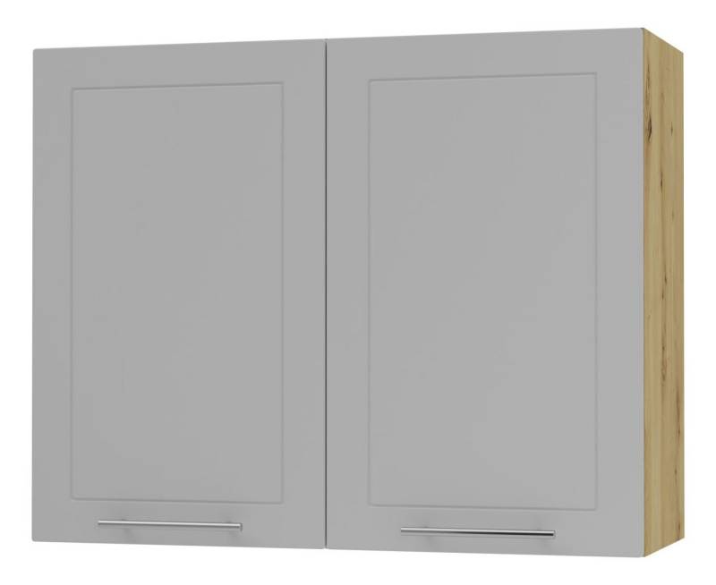 Feldmann-Wohnen Klapphängeschrank Kvantum (2-türig, innen 2 Einlegeböden, Türanschlag beidseitig, Soft-Close, 1-St., Fronten mit dekorativen Fräsungen und leicht abgerundeten Ecken) 90x32,5x72cm eiche artisan / dust grey (Q-W3/90) von Feldmann-Wohnen