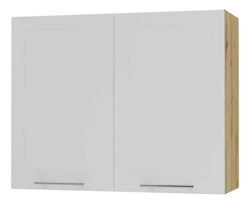 Feldmann-Wohnen Klapphängeschrank Kvantum (2-türig, innen 2 Einlegeböden, Türanschlag beidseitig, Soft-Close, 1-St., Fronten mit dekorativen Fräsungen und leicht abgerundeten Ecken) 90x32,5x72cm eiche artisan / weiß (Q-W3/90) von Feldmann-Wohnen